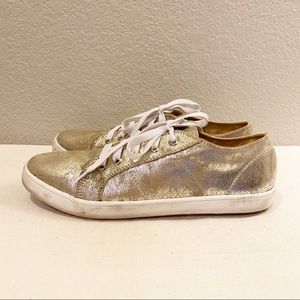 COFI LEATHERS Tina Gold Leather Casual Lace Up Sneakers Size 9